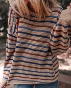Emery Striped Knitted Drop Shoulder Round Neck Sweater
