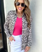 Chelsey Button Up Top, Leopard