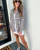 Chelsey Button Up Top, Leopard
