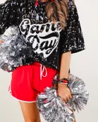 Red And White Drawstring Everyday Shorts