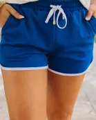 Blue And White Drawstring Everyday Shorts