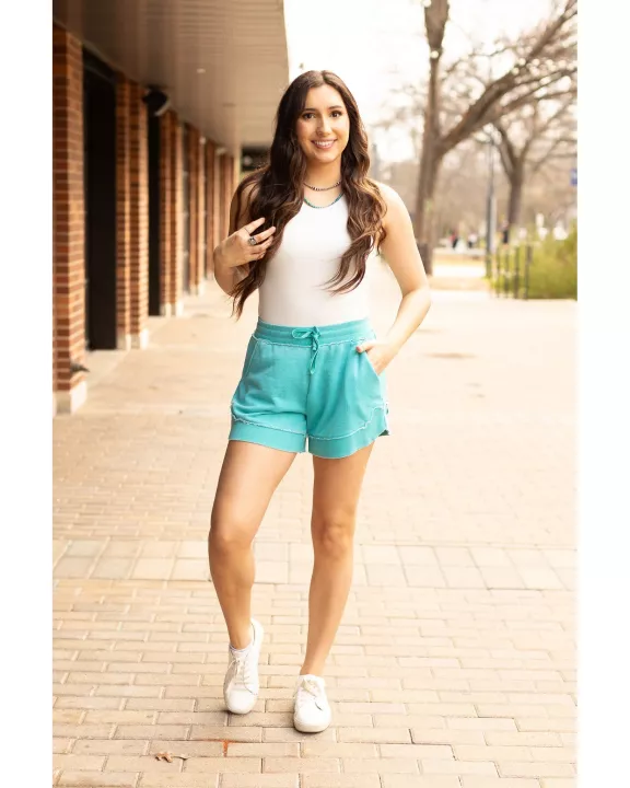 Ready to Ship | The Emelia Terry Cloth Shorts - Teal