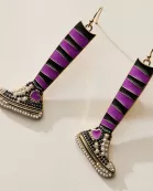 Striped Sneaker Enamel Drop Earrings with Pearl Detail