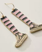 Striped Sneaker Enamel Drop Earrings with Pearl Detail