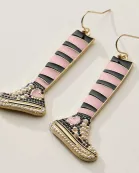 Striped Sneaker Enamel Drop Earrings with Pearl Detail