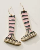 Striped Sneaker Enamel Drop Earrings with Pearl Detail
