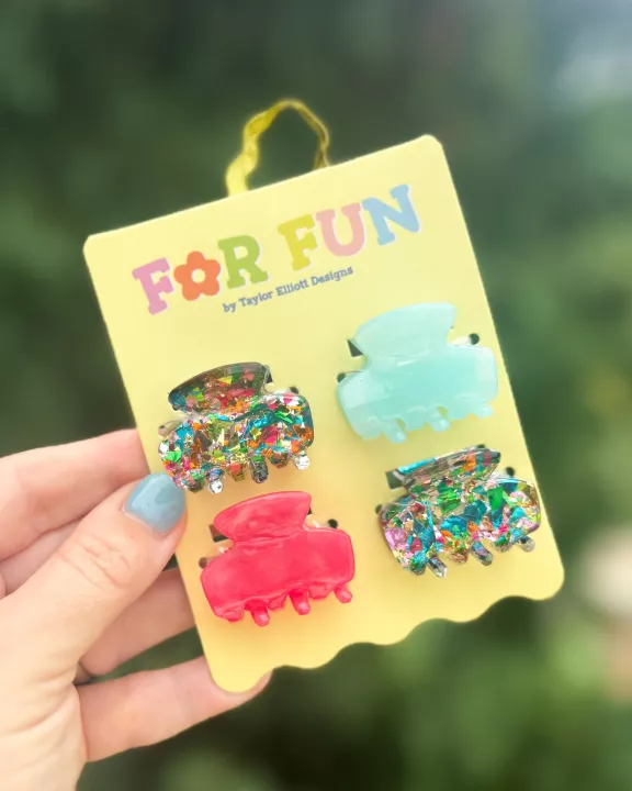 For Fun - Colorful Confetti Mini Claw Clips - Min. 4 (CC-08)