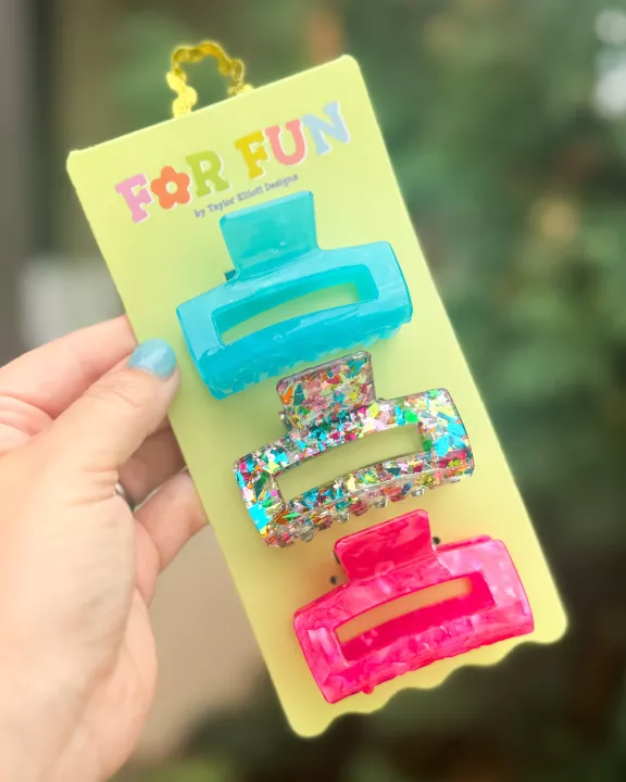 For Fun - Colorful Confetti Claw Clip Trio - Min. 4 (CC-11)