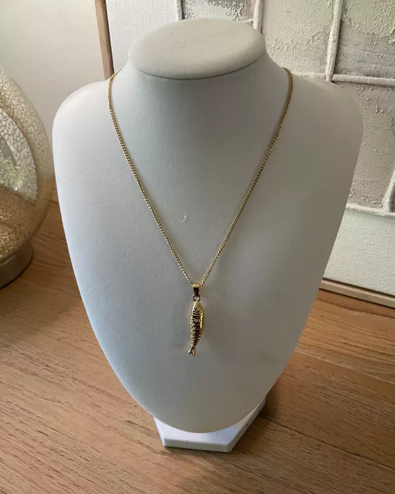 Fish Pendant Necklace - 18K plate