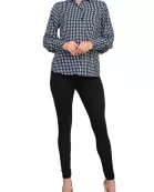 Grace Geometric Diagonal Stripes Collared Neckline Buttoned Cuffs Top Blouse Dress