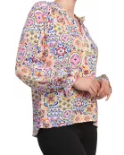 Grace Bohemian Intricate Tile Detail Crochet Trim Edges V-Neckline Elastic Cuffs Top Blouse Dress