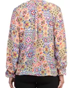 Grace Bohemian Intricate Tile Detail Crochet Trim Edges V-Neckline Elastic Cuffs Top Blouse Dress