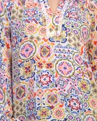 Grace Bohemian Intricate Tile Detail Crochet Trim Edges V-Neckline Elastic Cuffs Top Blouse Dress
