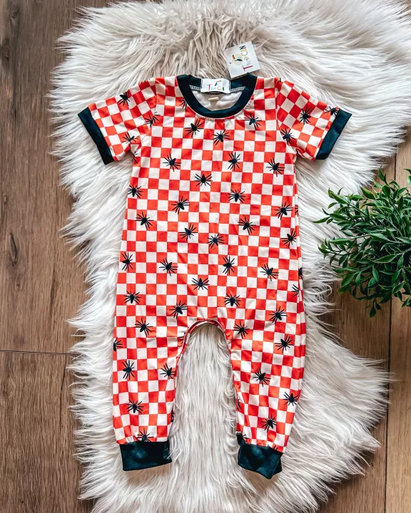 Checkered Spiders Infant Romper by TwoCan