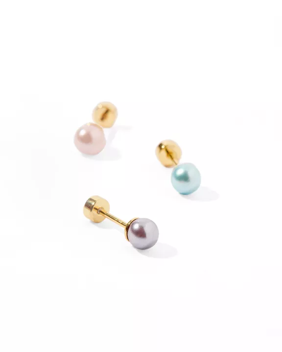 Screwback Stud Earrings - Payton Pearl Gray 5mm