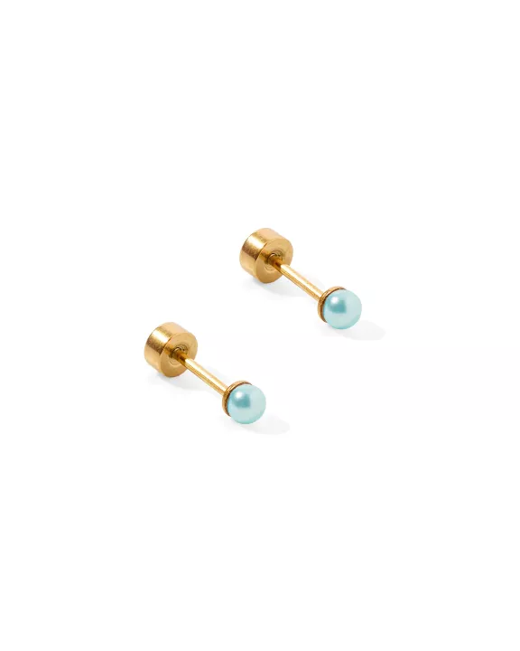 Screwback Stud Earrings - Payton Pearl Blue 3mm