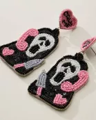 Beaded Ghostface Halloween Statement Earrings