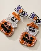 Beaded Ghost and Pumpkin Boo Earrings