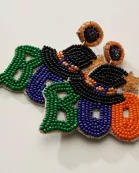 Beaded BOO Halloween Witch Hat Earrings