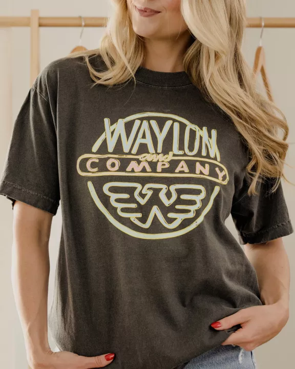 Waylon Jennings Logo Puff Ink Smoke Hi Dive Tee