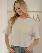 Waylon Jennings Logo Puff Ink Off White Cropped Tee