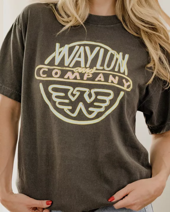 Waylon Jennings Logo Puff Ink Smoke Hi Dive Tee