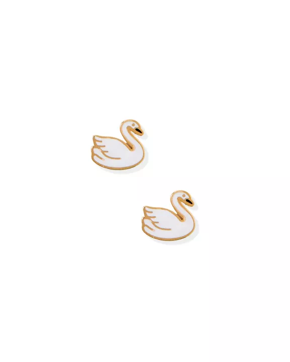 Screwback Stud Earrings - Swan