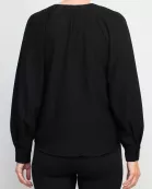 Philosophy V-neck cuffed long sleeve button closure front solid stretch crepe blouse
