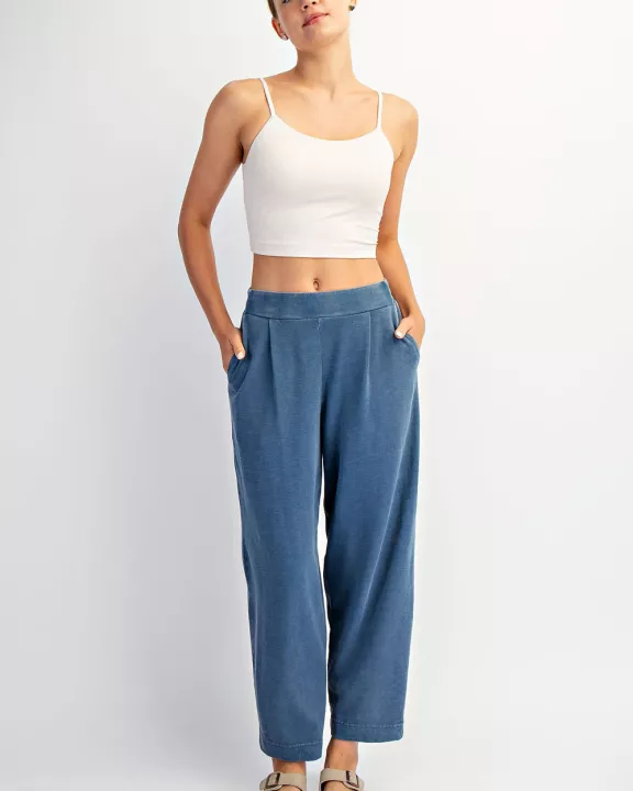 MINERAL WASHED COTTON PLEATED COCOON PANT