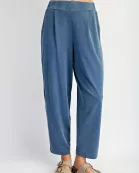 MINERAL WASHED COTTON PLEATED COCOON PANT
