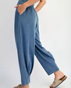 MINERAL WASHED COTTON PLEATED COCOON PANT