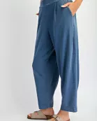 MINERAL WASHED COTTON PLEATED COCOON PANT