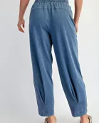 MINERAL WASHED COTTON PLEATED COCOON PANT