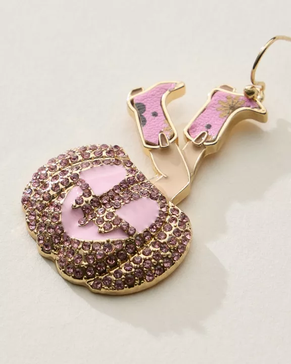 Western Witch Boots Pumpkin Halloween Earrings