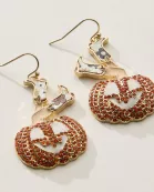 Western Witch Boots Pumpkin Halloween Earrings