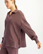 MINERAL WASHED WAFFLE COLLAR TUNIC
