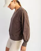 MINERAL WASHED COTTON V-NECK TOP