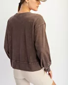 MINERAL WASHED COTTON V-NECK TOP