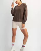 MINERAL WASHED COTTON V-NECK TOP
