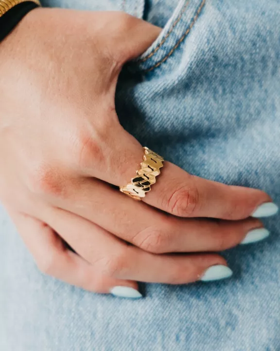 Banded Metal Statement Ring - WATERPROOF