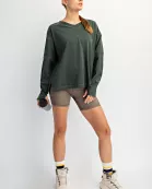 PIGMENT WASHED COTTON V-NECK TOP