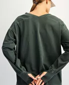 PIGMENT WASHED COTTON V-NECK TOP