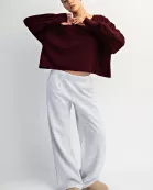 COTTON SLUB OPEN BACK LONG SLEEVE TOP