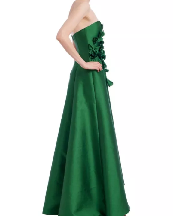 Badgley Mischka Strapless Sweetheart Neckline Back Zipper Closure High-Low Hem Gown Dress