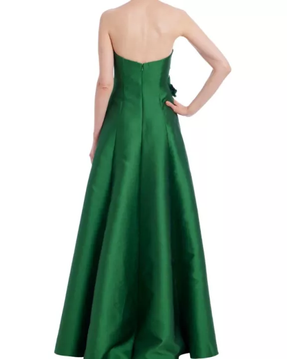 Badgley Mischka Strapless Sweetheart Neckline Back Zipper Closure High-Low Hem Gown Dress