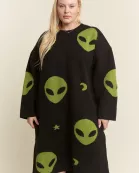 PLUS SIZE ALIEN OVERSIZED KNIT SWEATER MIDI DRESS