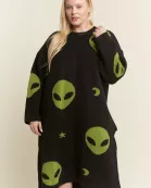 PLUS SIZE ALIEN OVERSIZED KNIT SWEATER MIDI DRESS