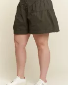 PLUS SIZE SOLID HIGH WAIST RUFFLE PANTS