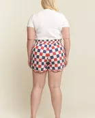 PLUS SIZE RED BLUE CHECKERBOARD SHORTS