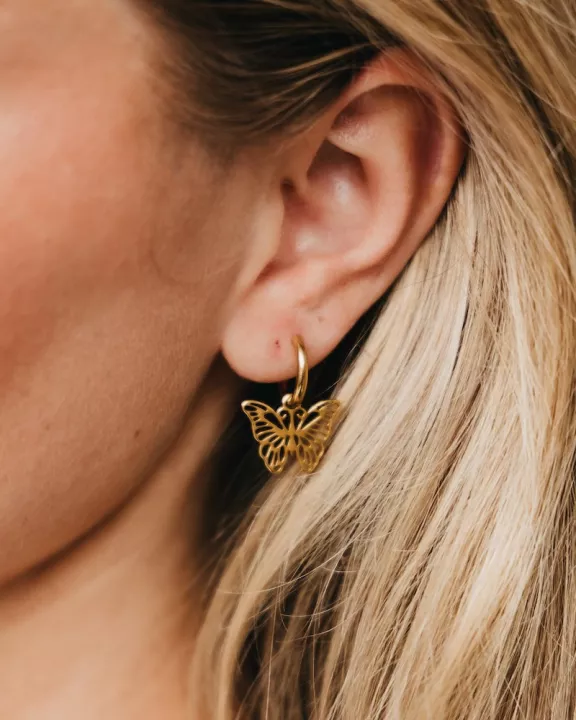 Butterfly Huggie Drop Earrings - WATERPROOF